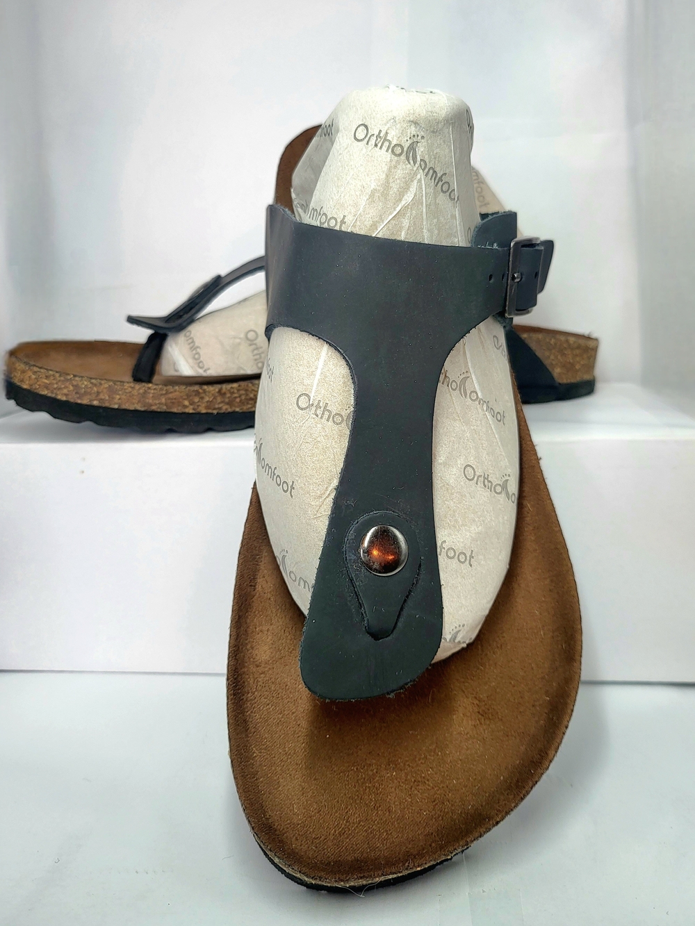 Sonoma Goods For Life Black Cork Footbed Thong Sandals Buckle - Size 8